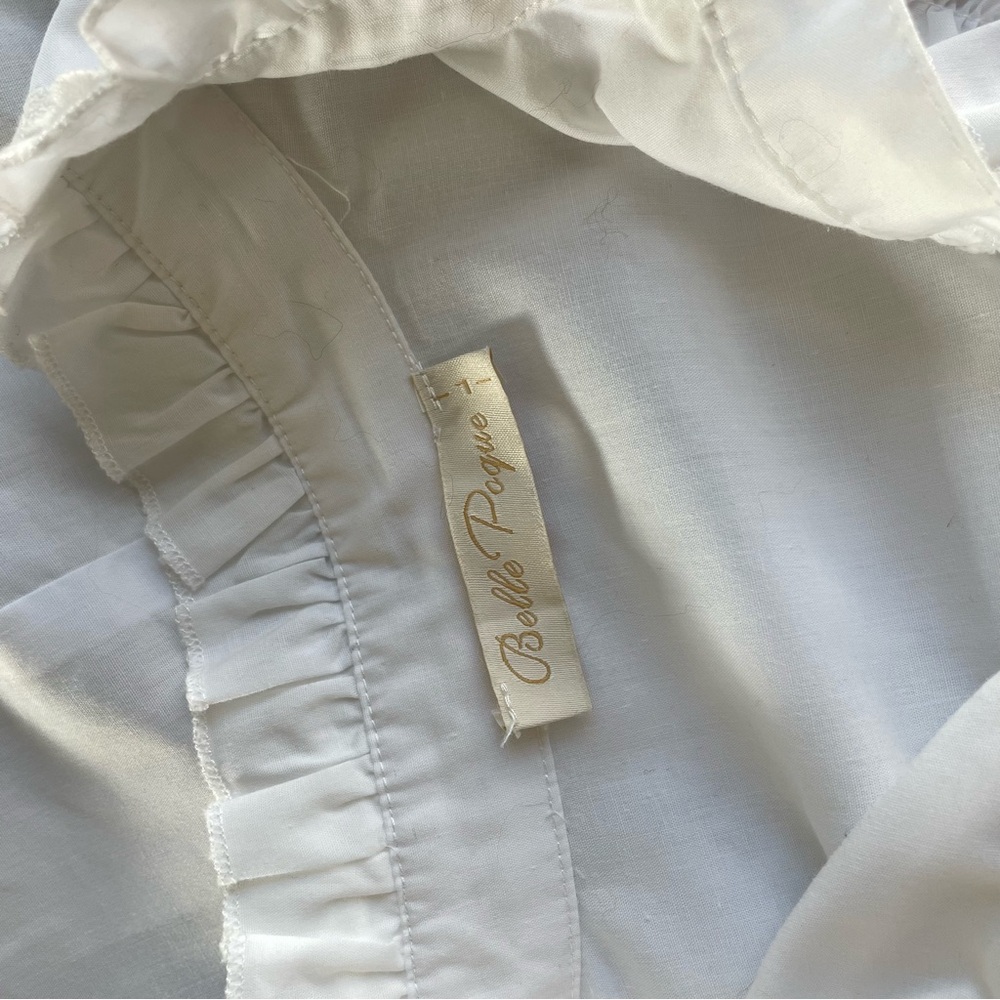 White Ruffled Victorian Edwardian Western lace trim crochet button down Blouse - Picture 14 of 14